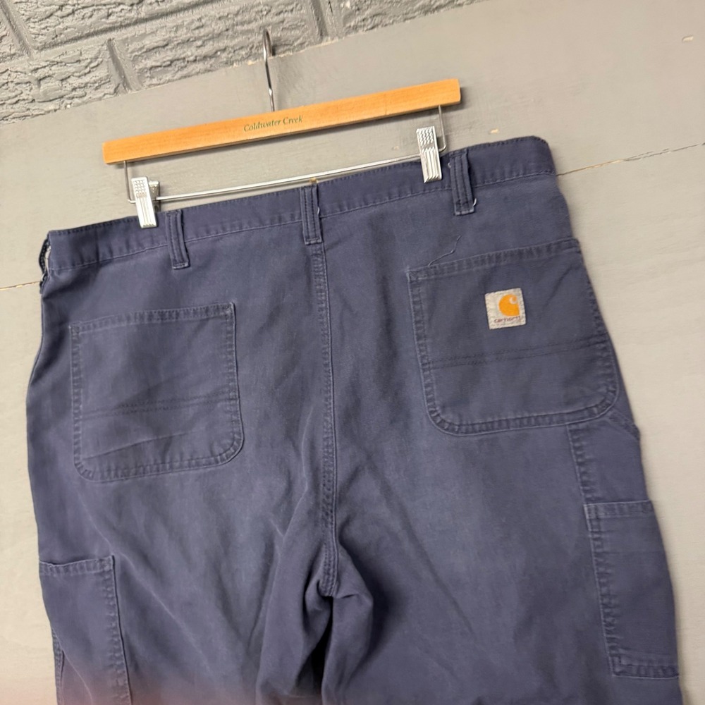 Carhartt Mens Navy Blue Dungaree Fit Carpenter Work Pants 40x32 Distressed 383